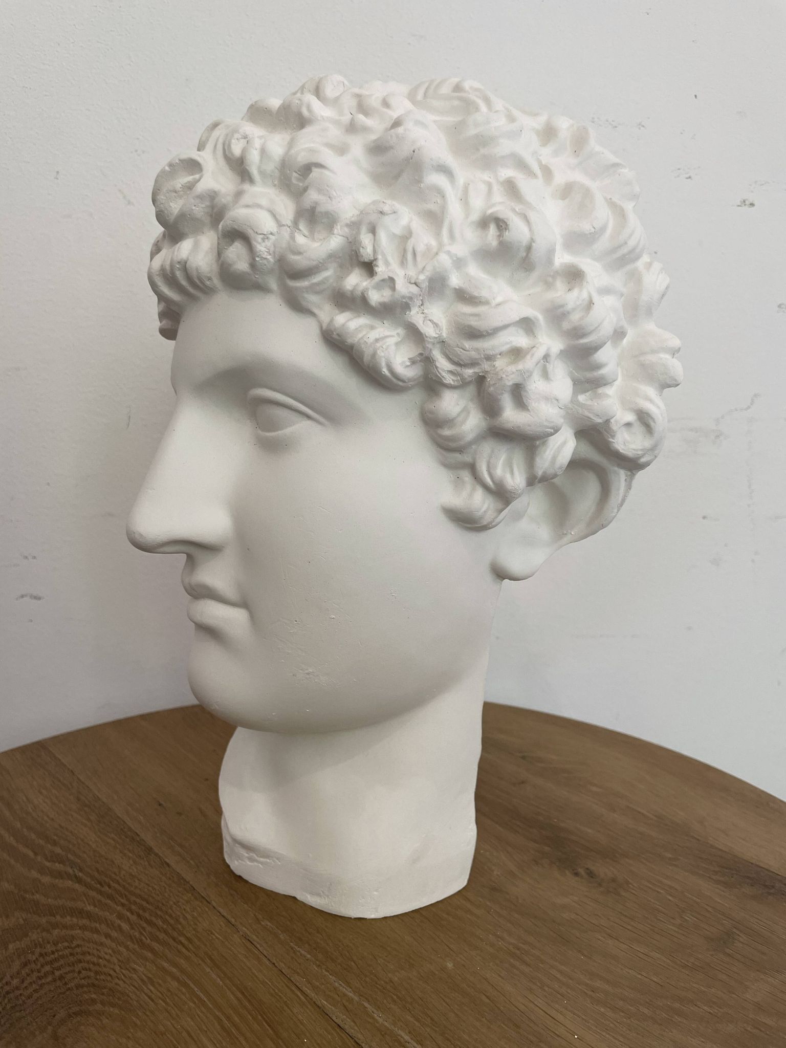 White plaster Greek head