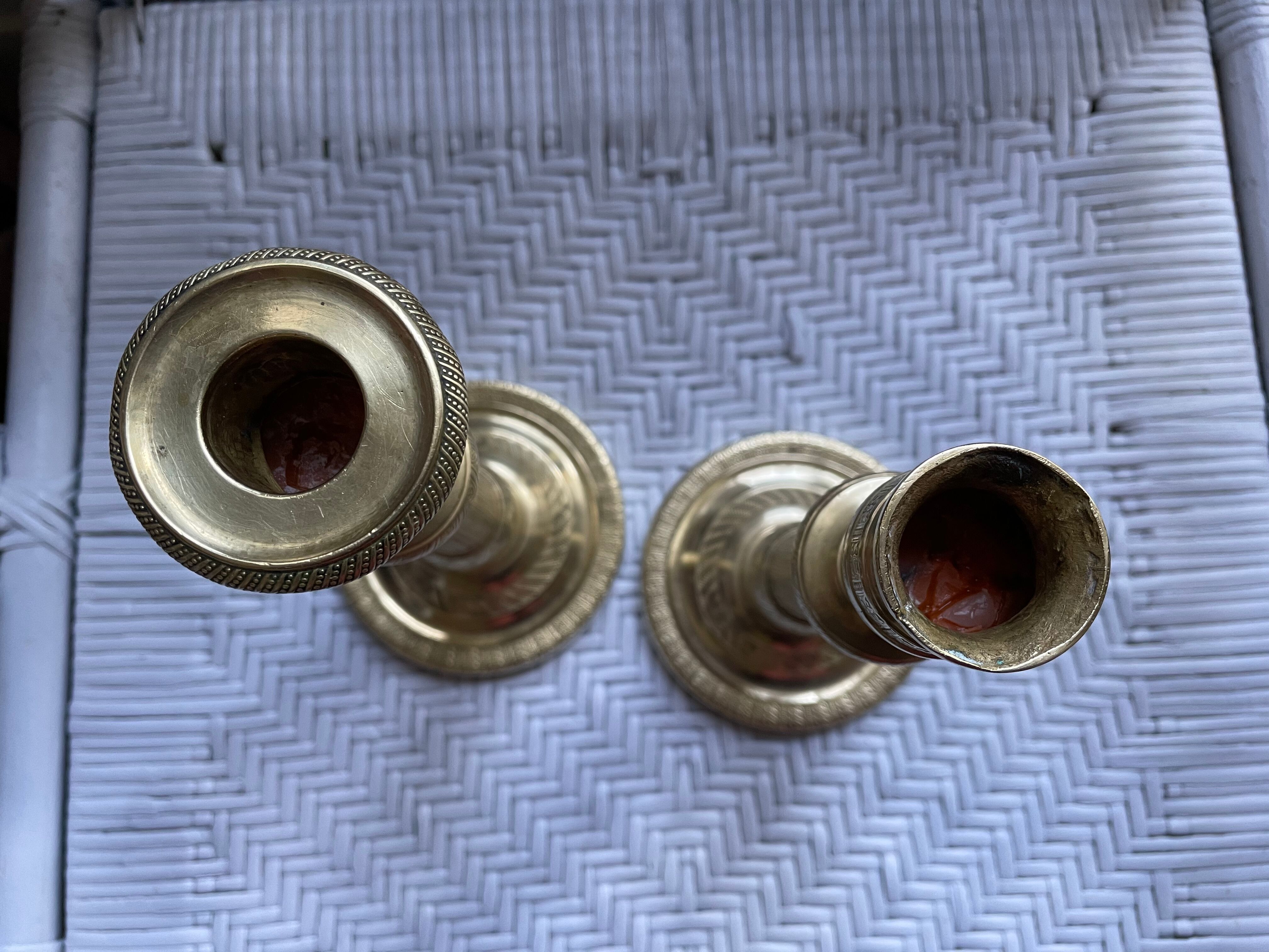 Pair of torch candle holders in chiseled gilded bronze XIXEME