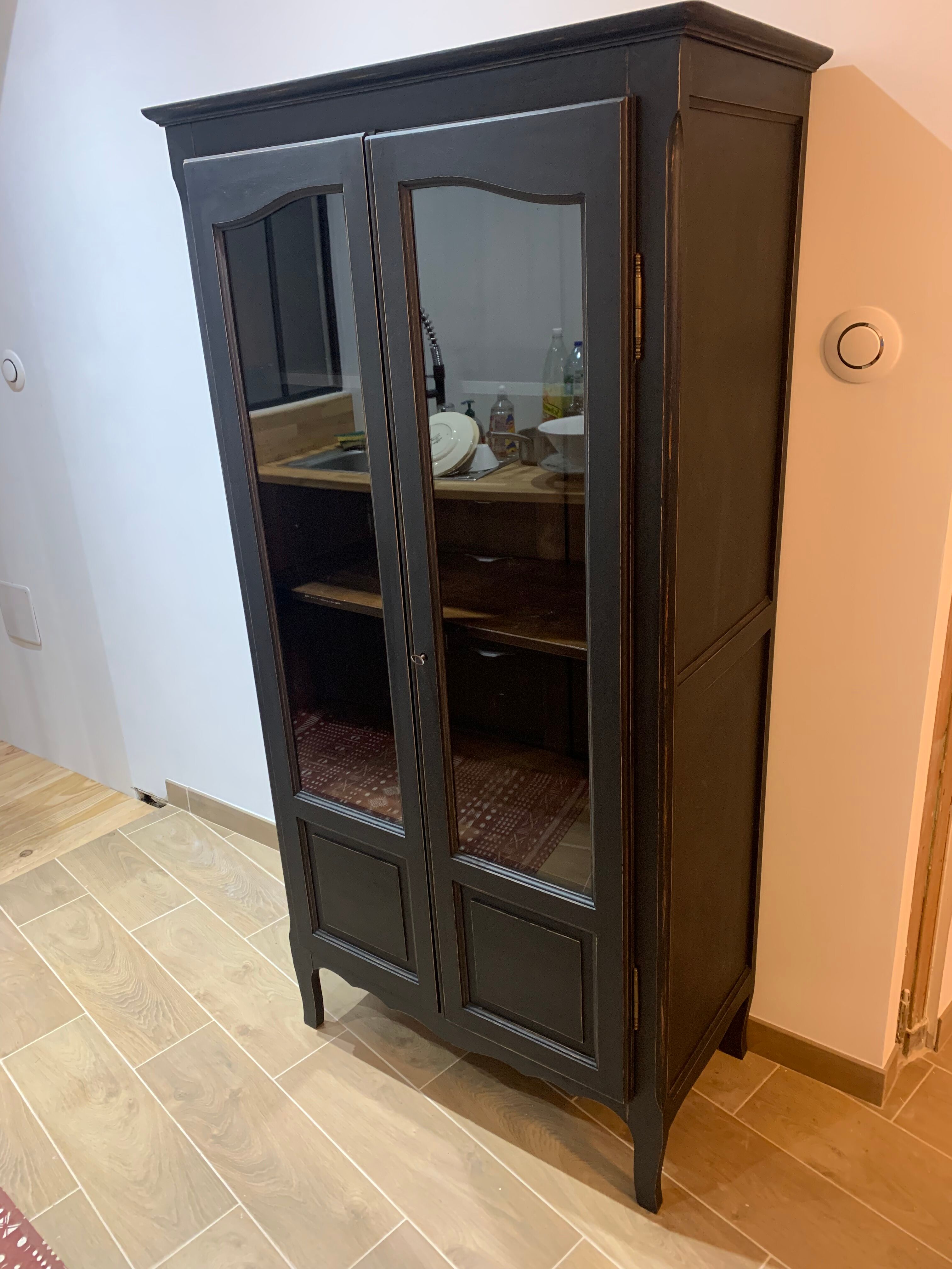 Showcase style Louis XV Parisian wardrobe matte black