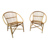 Pair of 80s rattan armchairs