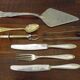 Sugar tongs, ice cubes, pie shovel, spoon, 3 covers Solingen