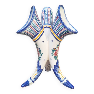 Quimper earthenware tricorn vase