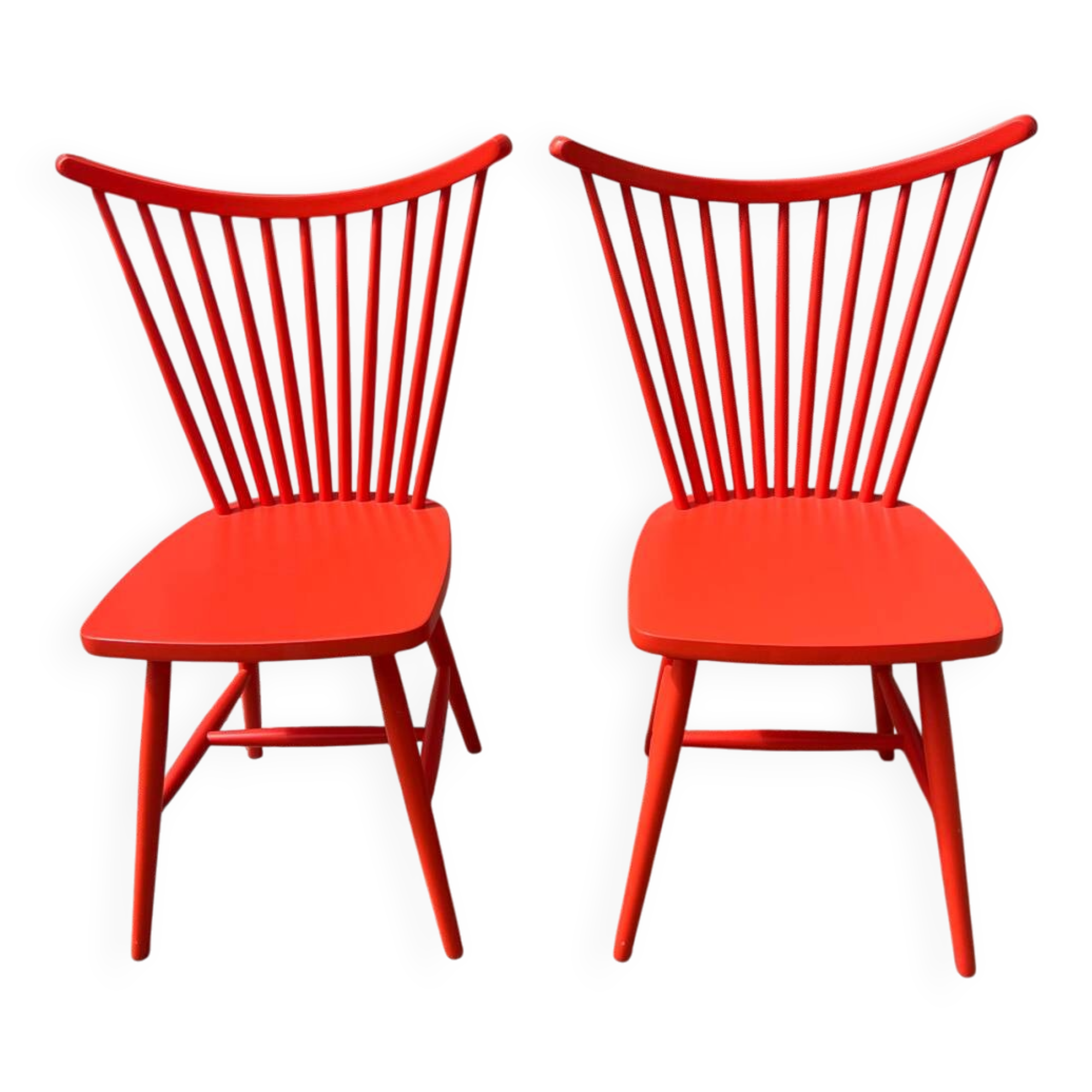 Pair of vintage red Scandinavian chairs from IKEA.