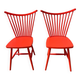Pair of vintage red Scandinavian chairs from IKEA.
