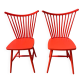 Pair of vintage red Scandinavian chairs from IKEA.