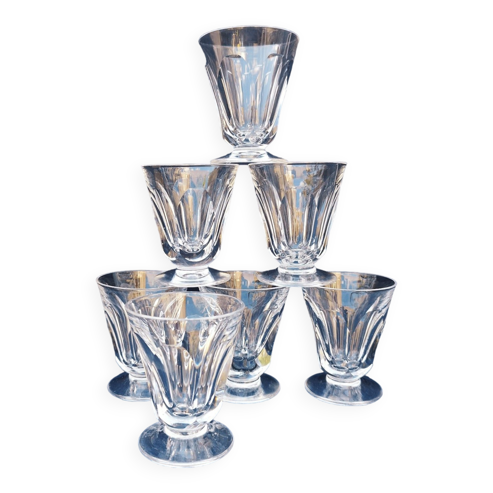 7 verres apéritif  facettes style Harcourt