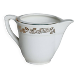 Vintage earthenware milk jug from Moulin des Loups – Gold floral motif