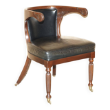 Original Regency office chair in leather and hardwood, style 1815.