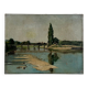 Oil on canvas depicting a river with a bridge, early 20th century