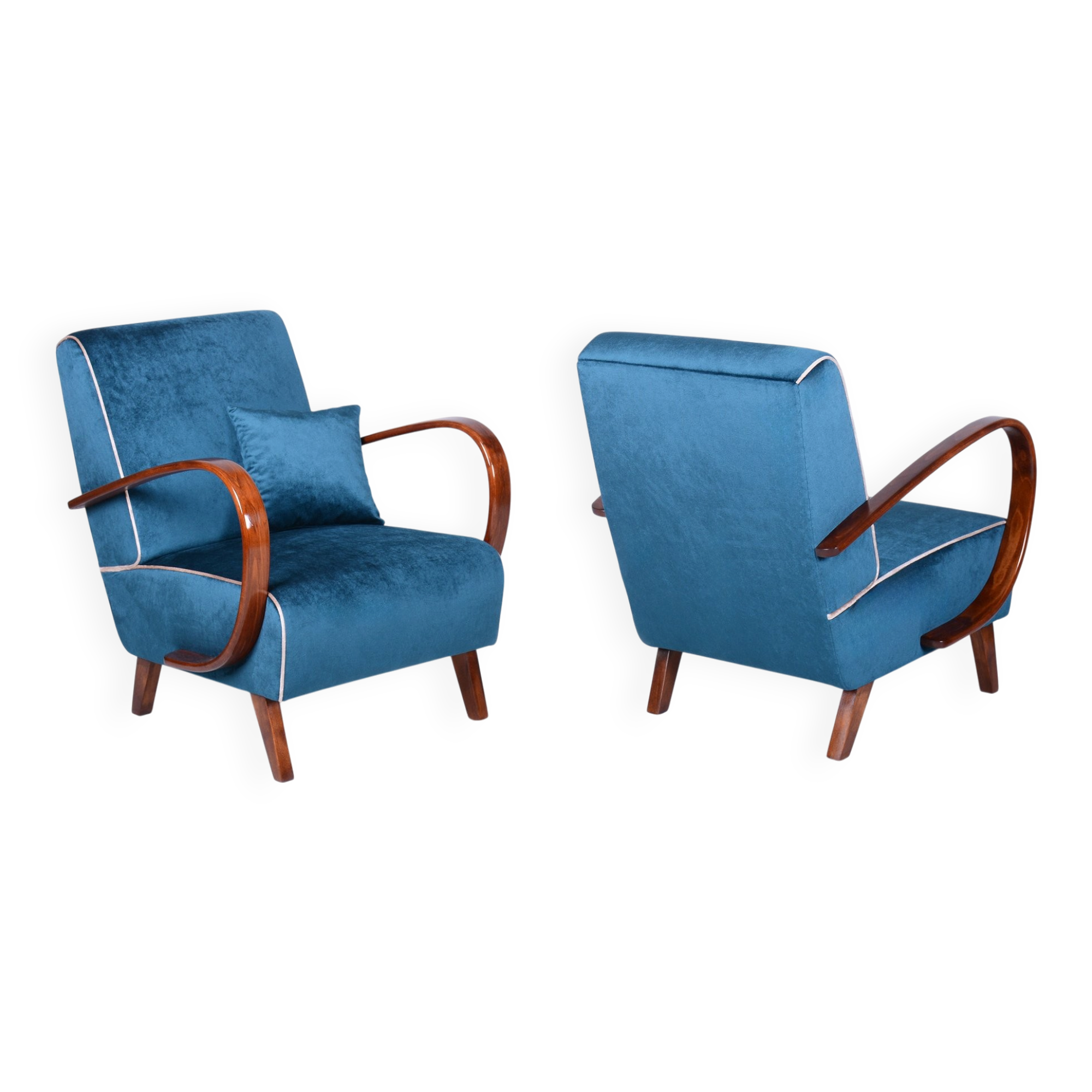 Art Deco Armchairs attributed to J. Halabala for Up Závody, Czech, 1940s, Set of 2