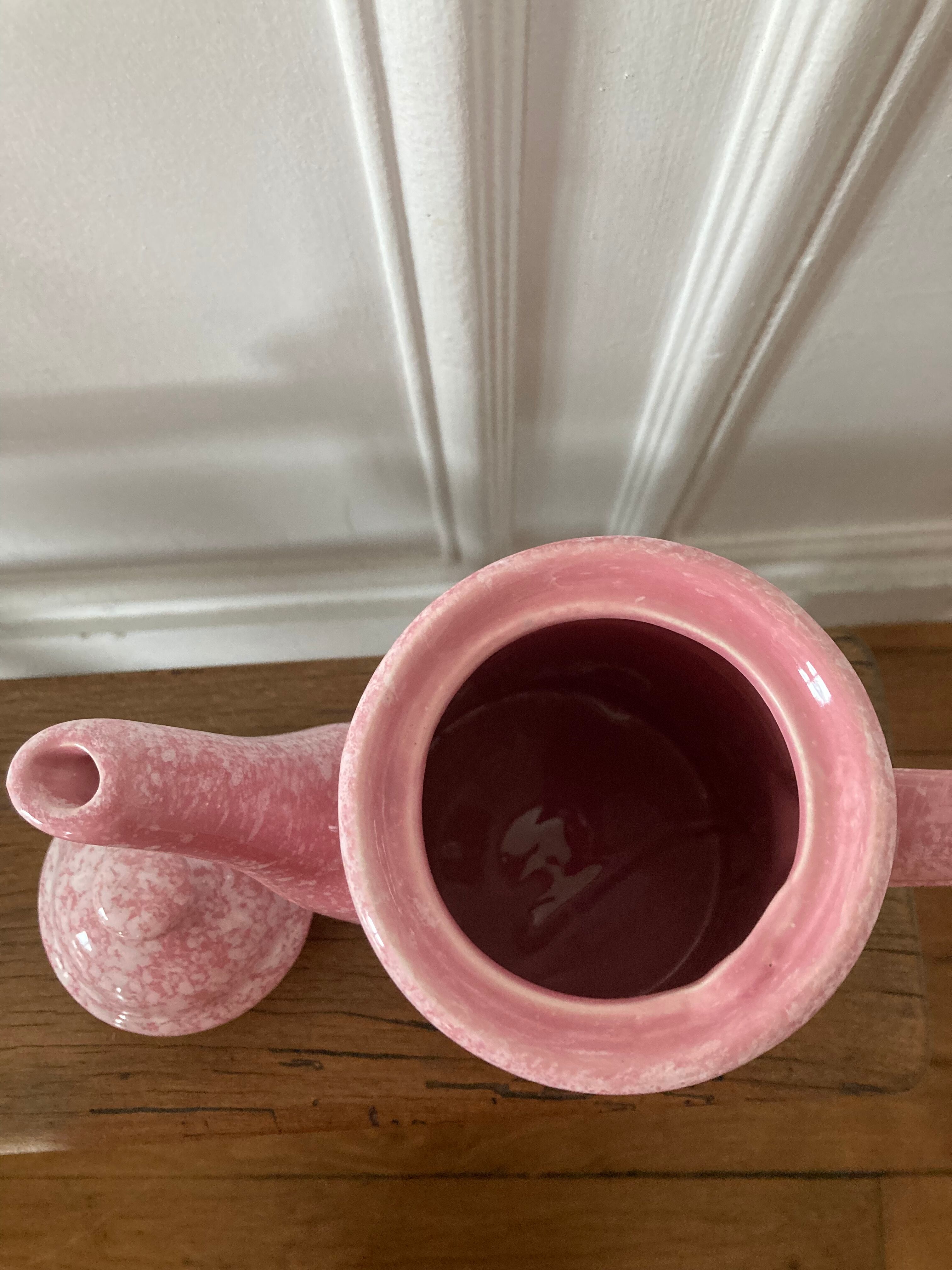 Pink speckled teapot