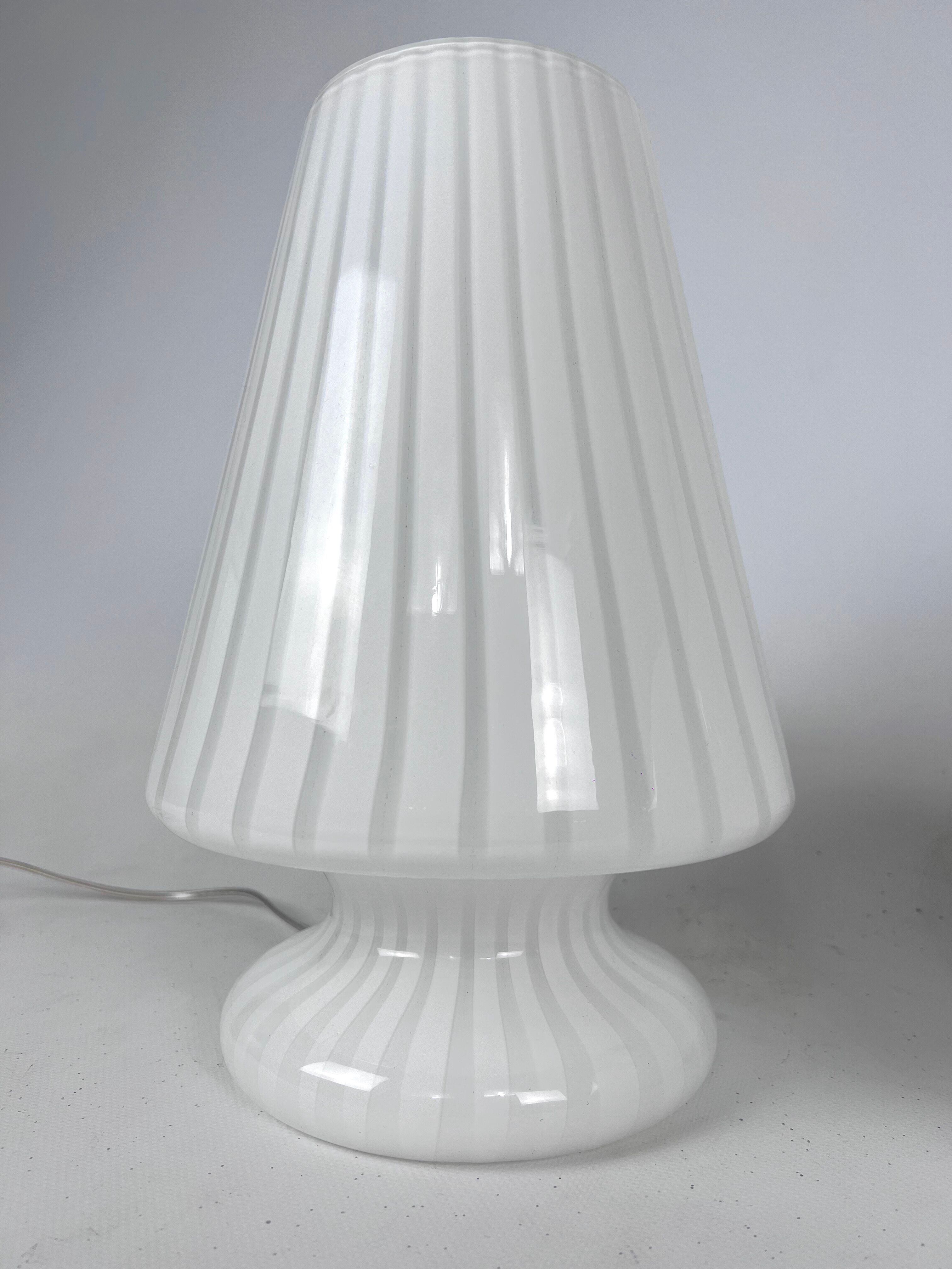 Vintage set of two postmodern Murano glass table lamps from 70s
