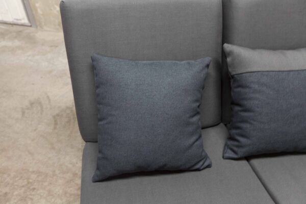 Banquette double Airborne restaurées mousse et tissus neufs + 2 coussins assortis