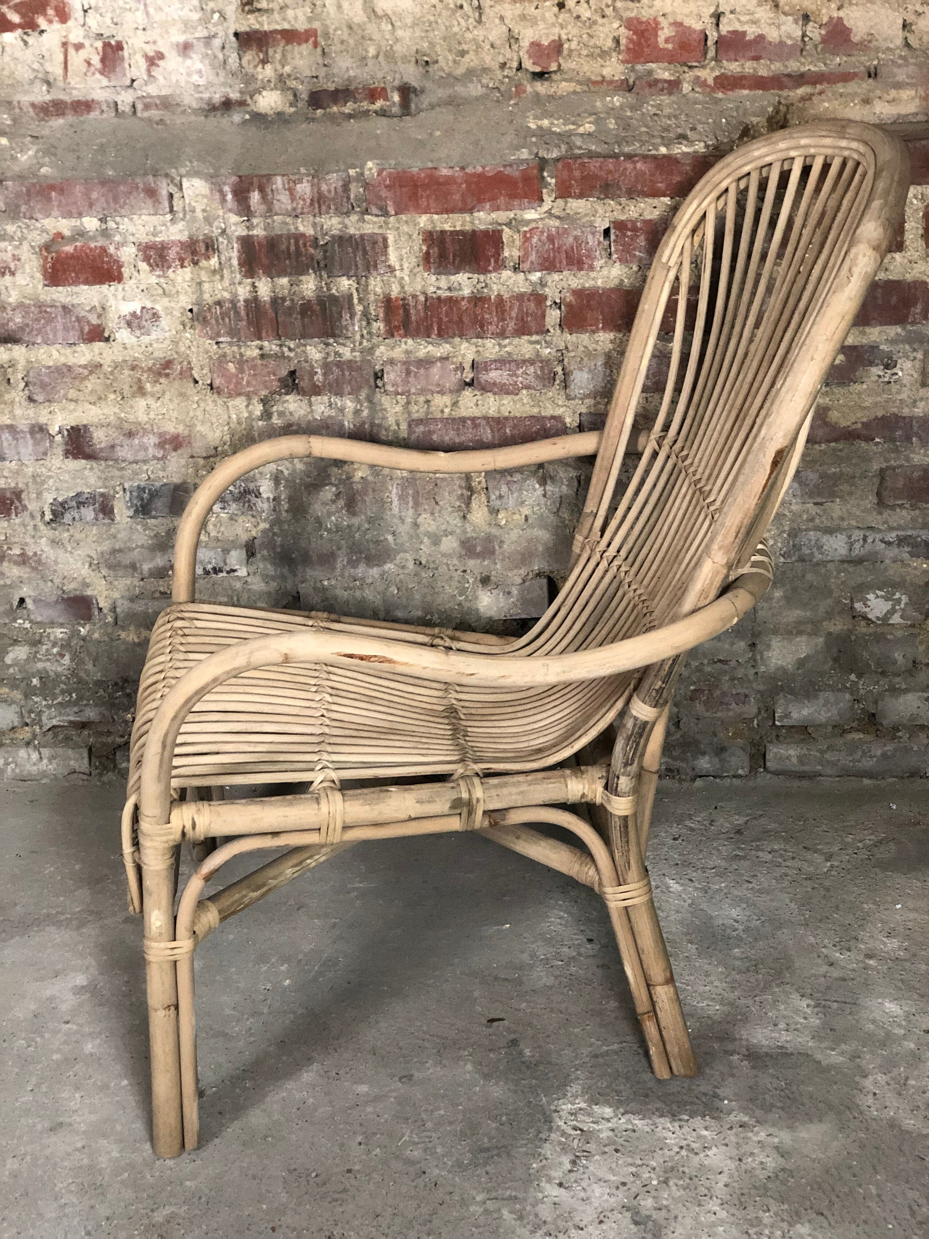 Fauteuil en rotin vintage