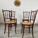 4 anciennes chaises de bistrot début 19 eme Josef Hoffmann bois cannage