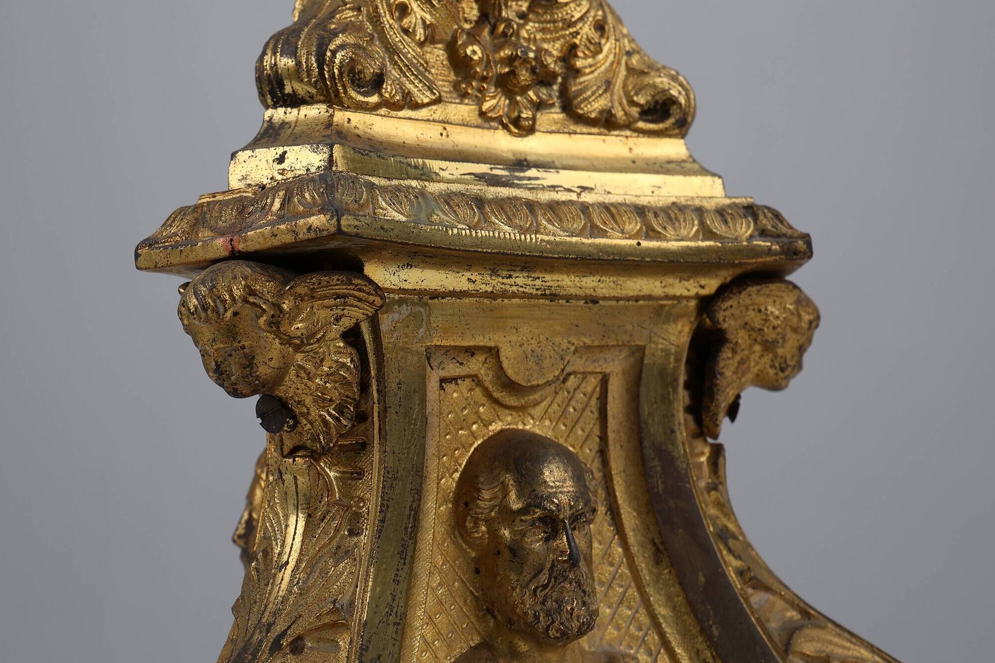 Large 18th century bronze and copper church candle holder, France