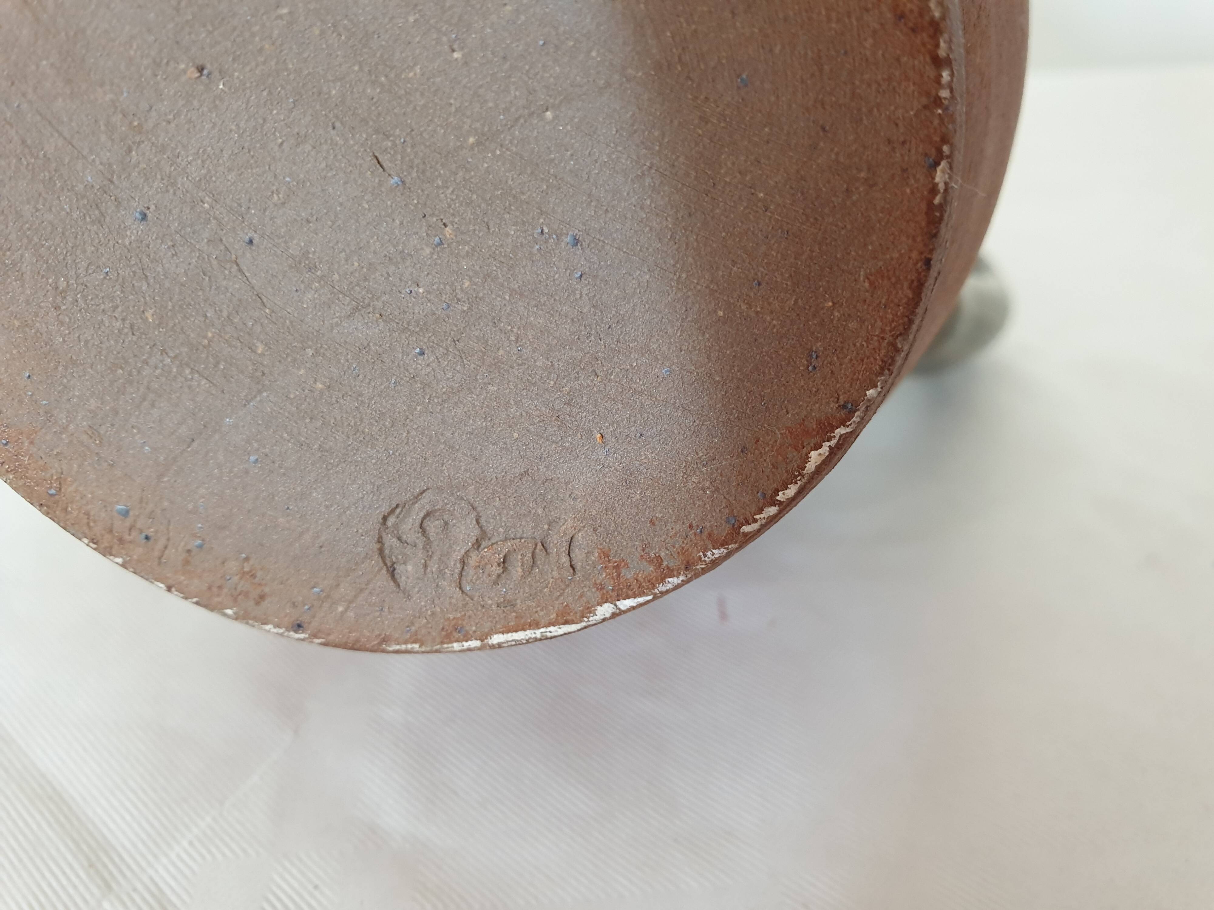 Small pitcher in glazed ceramic signed JC Seguin Puisaye (pictogram)