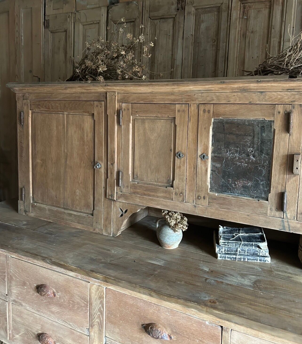 Antique oak dresser top