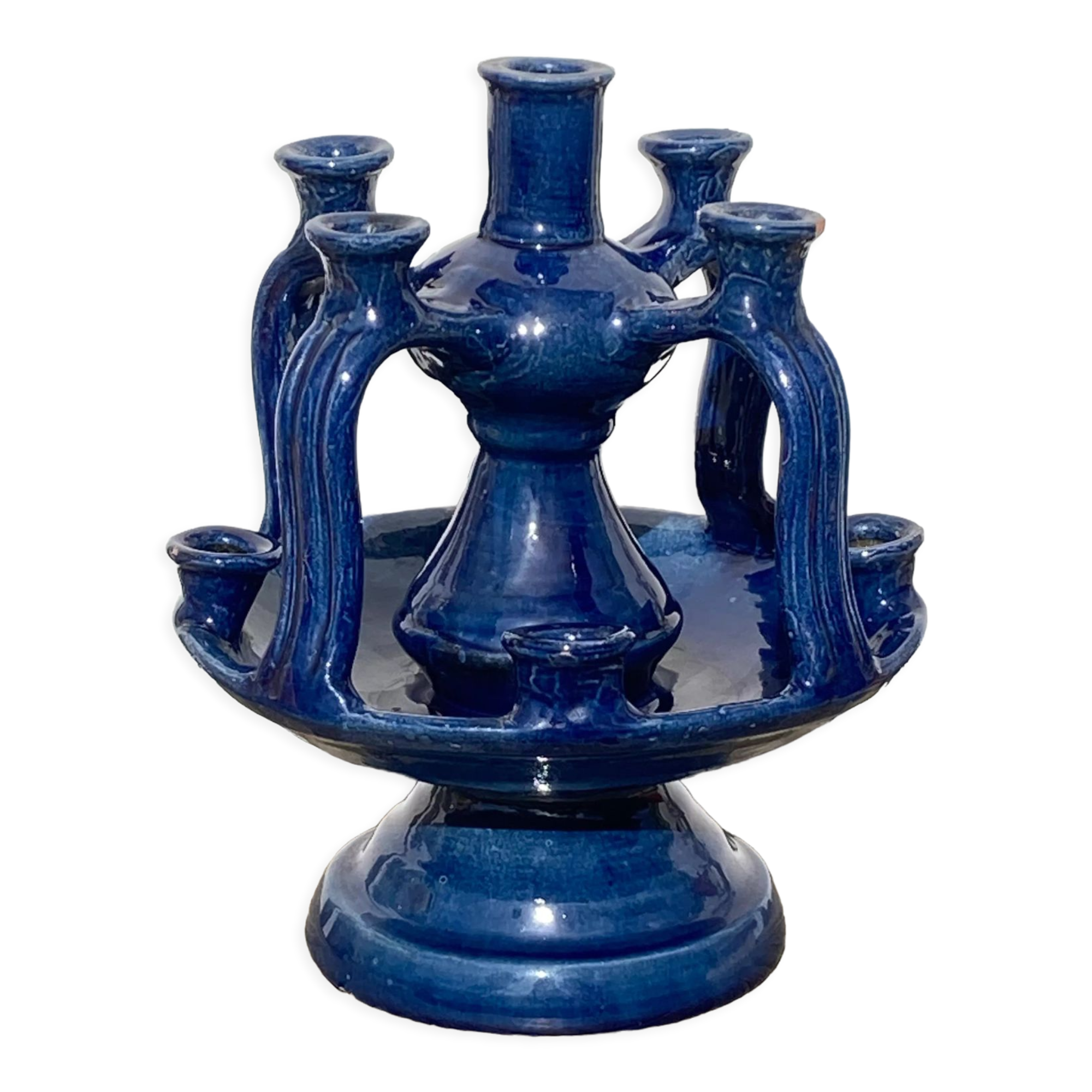Candlestick in blue Tamegroute
