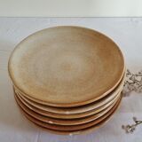 Lot de 6 assiettes plates en grès estampillées Vallauris