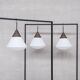 Trio of xl conical opaline mid-century pendant lights 1950