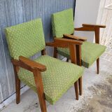 Paire de fauteuils bridge vintage 1950s pieds compas design