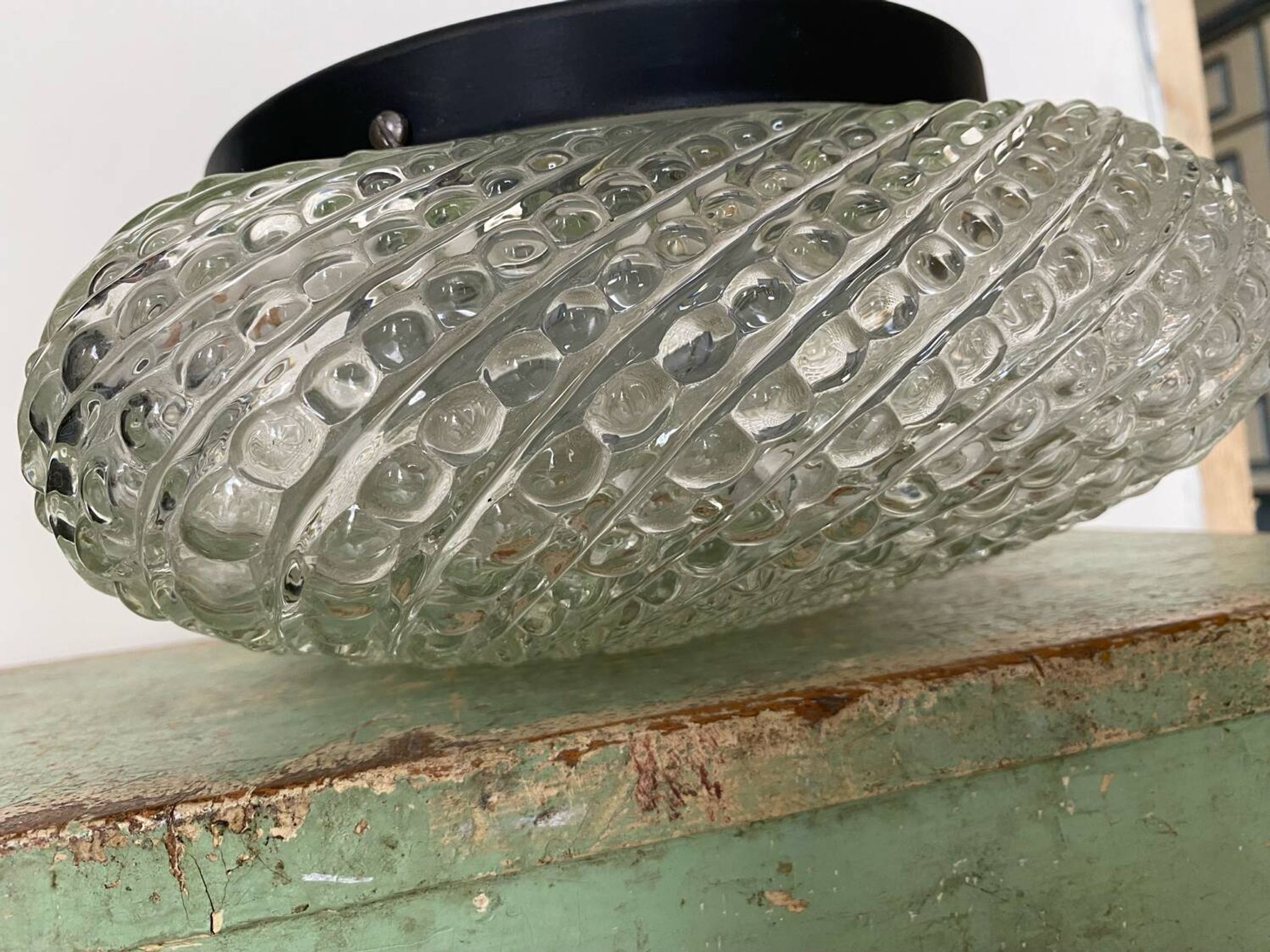 Plafonnier applique en verre dépoli 70's