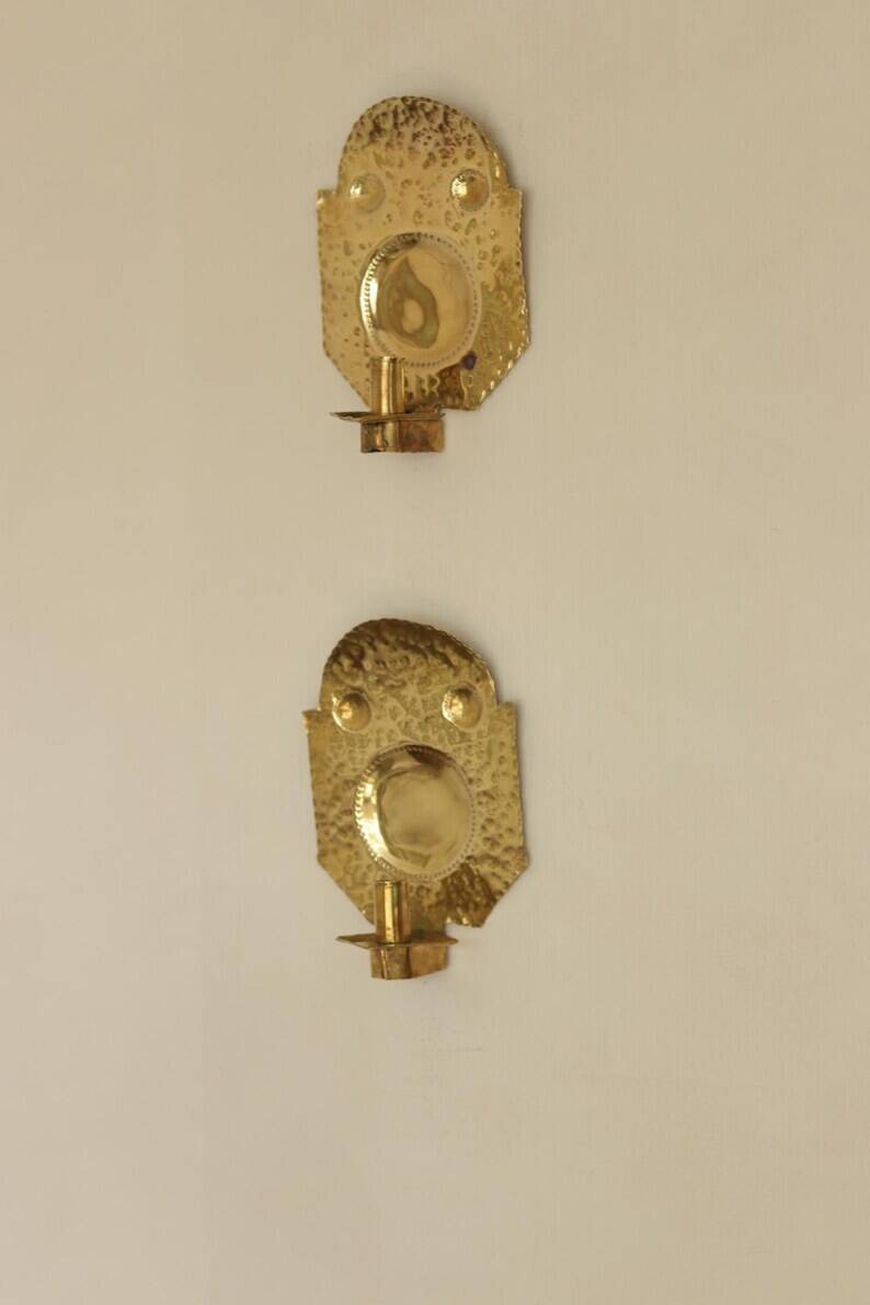 Pair of Swedish Brass Wall Sconces from the Mid-Century