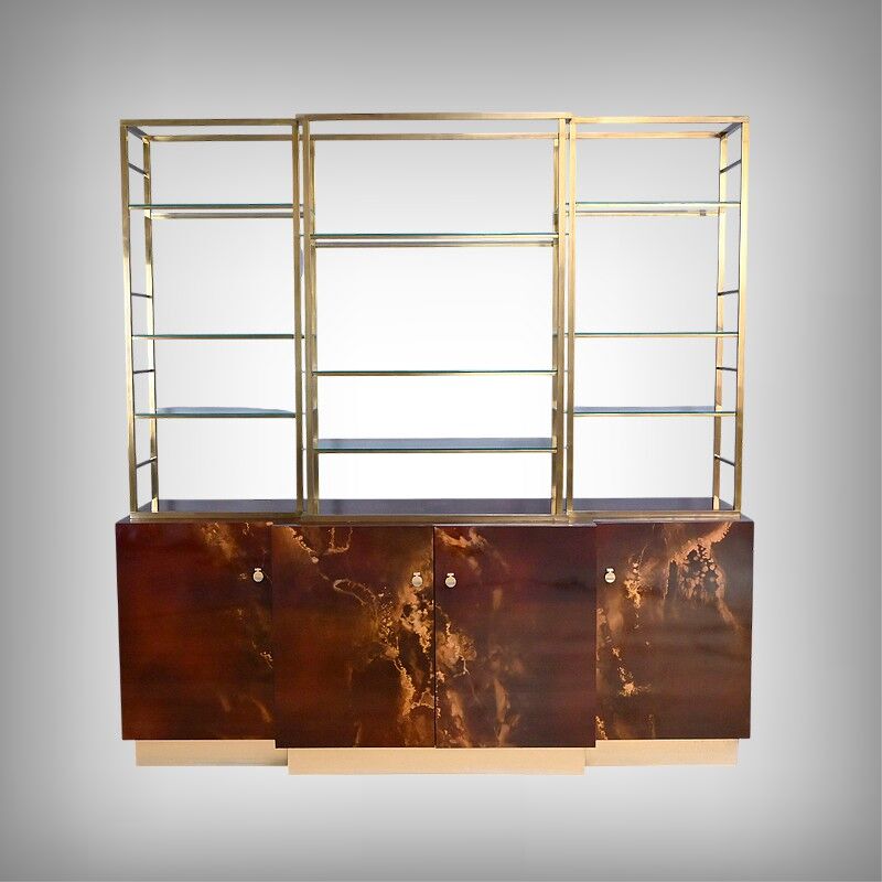 Rare lacquered library attributed to Guy Lefèvre, Maison Jansen – 1970