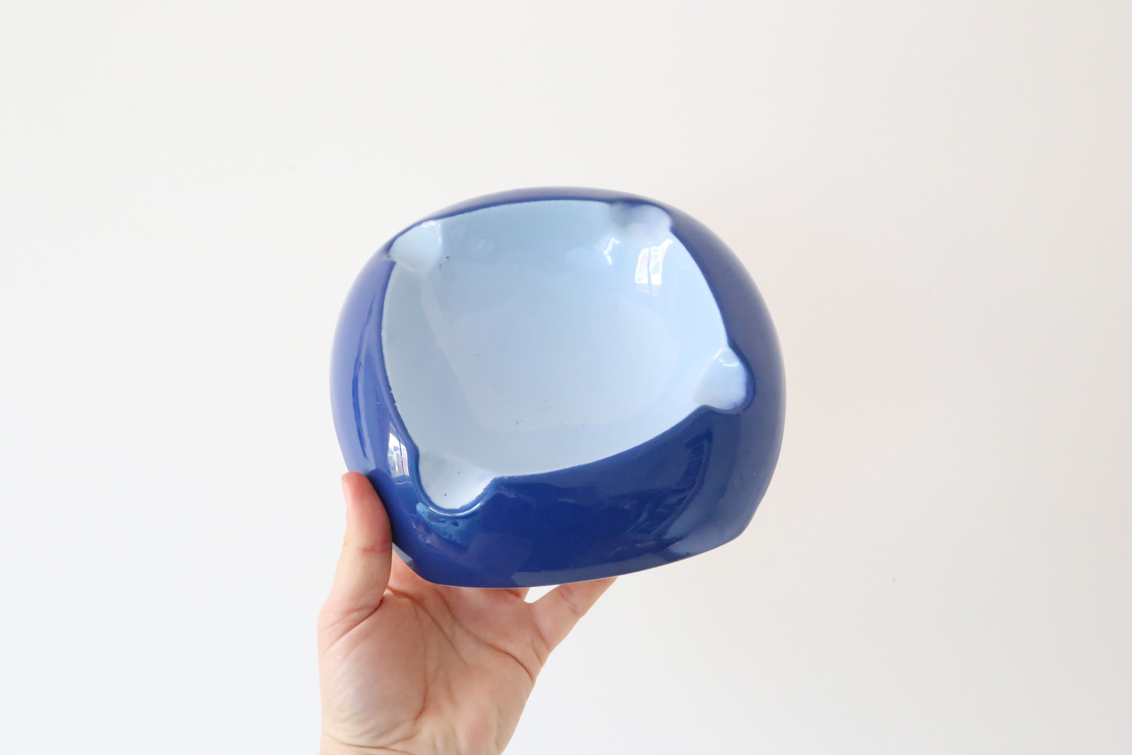 Empty pocket or blue ceramic ashtray, vintage
