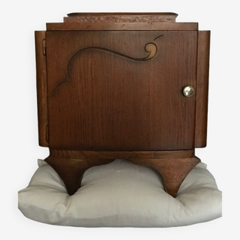 Art deco bedside table solid wood marble 1940s