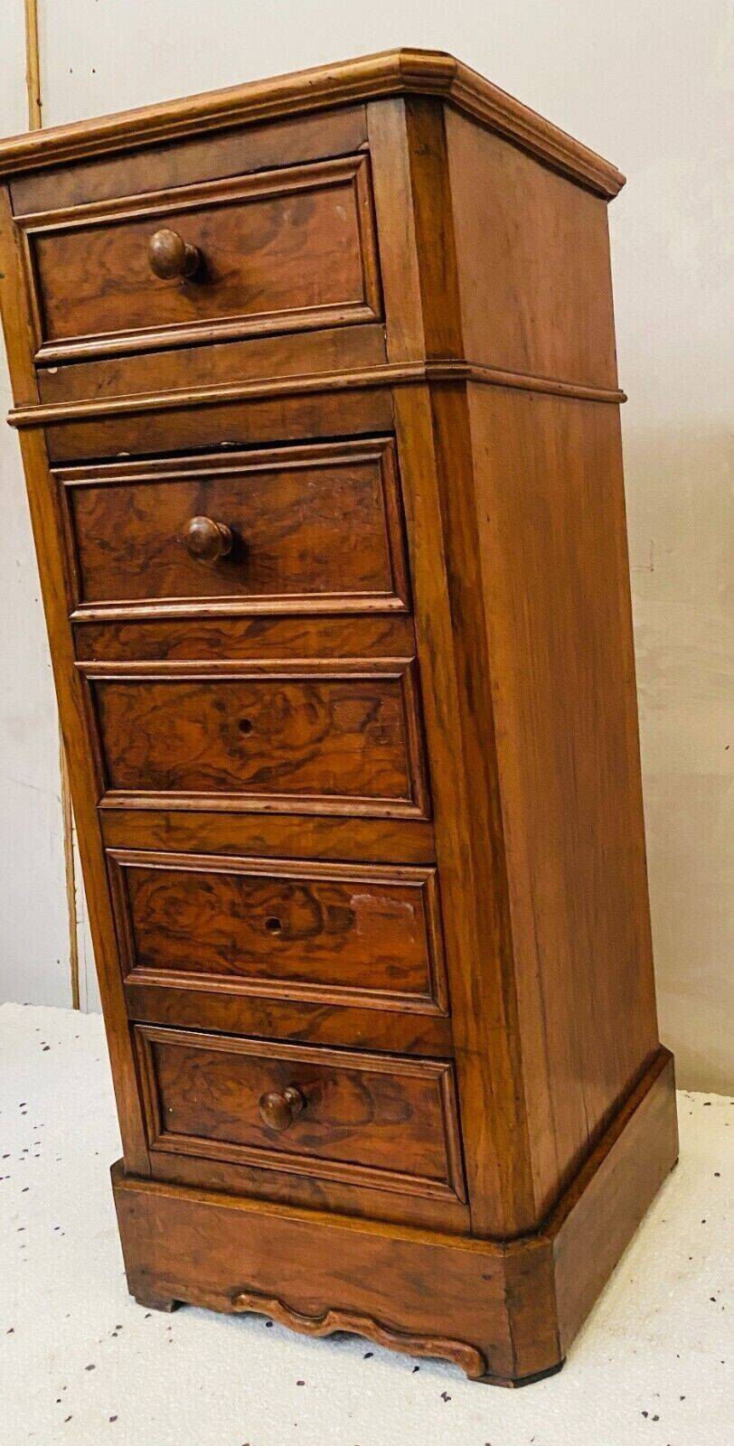 Burl walnut chiffonier bedside table 19th century