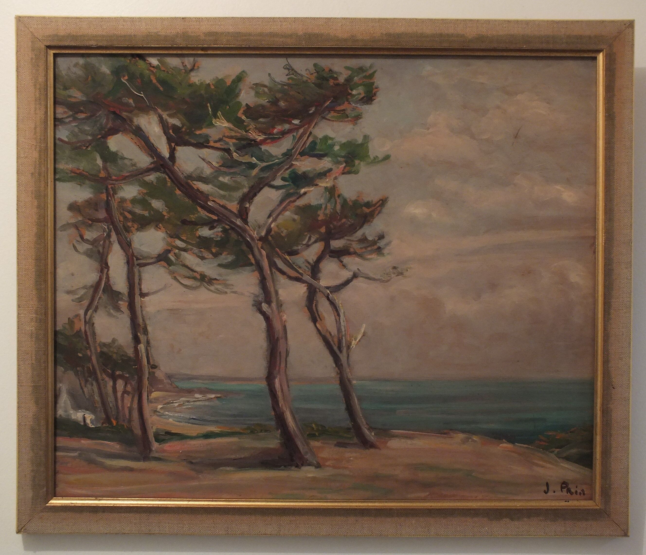 Oil on panel painting seaside signed Jeanne Prin