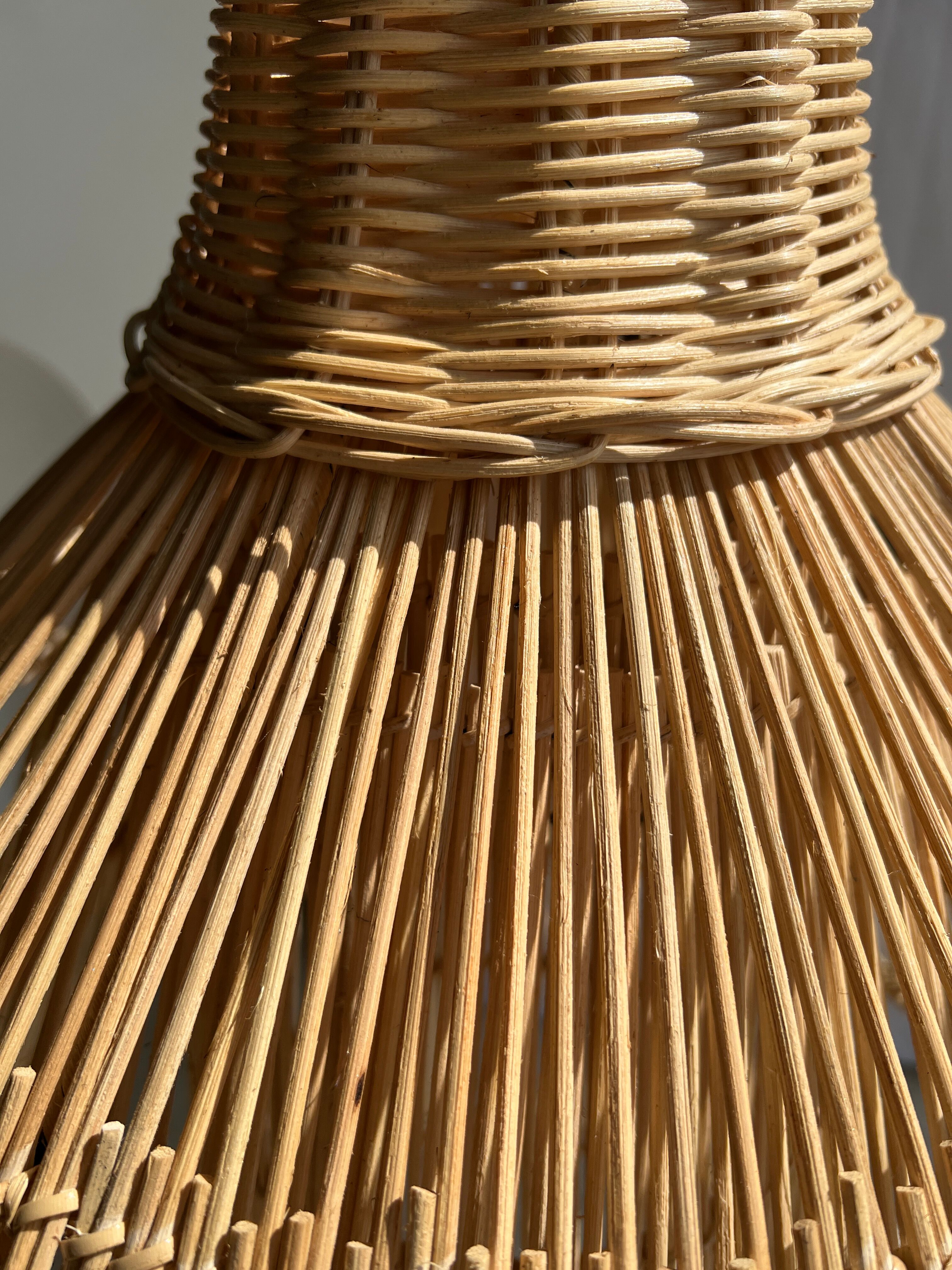 Rattan pendant lamp or light in the shape of an Asian lantern