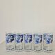 Set of 5 vintage glasses "Blue Fruit Pattern" 1970s - by Cervé Italy