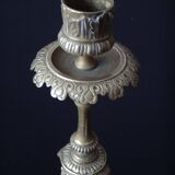 Superb pair of candlesticks with gilded bronze rams Louis XVI style late 19th century