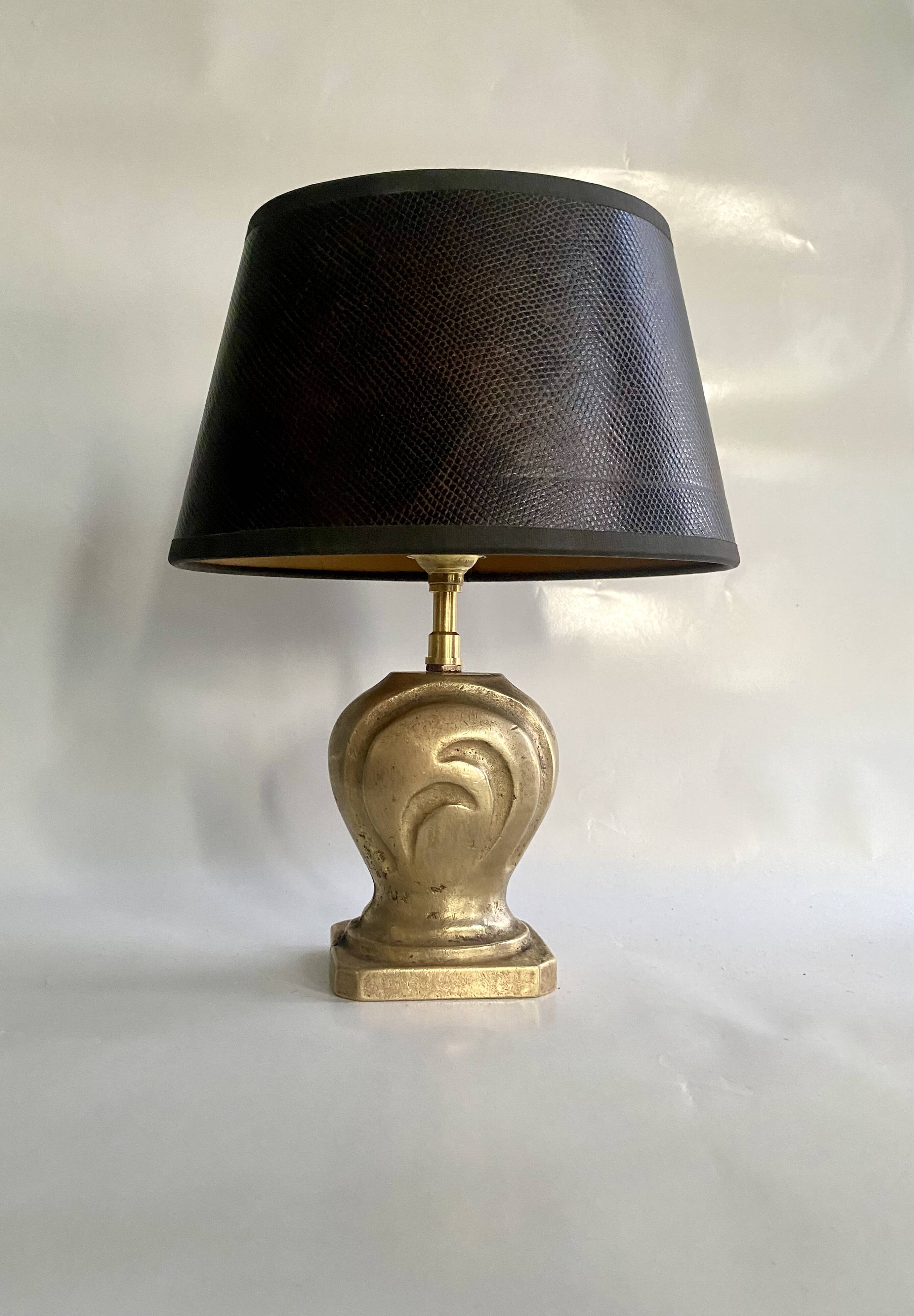 Bronze lamp, 2M fabric cable, sewn lampshade.