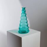 Turquoise Murano Glass Vase by Enrico Coveri, 1980s Italy – Wavy Bubble Silhouette in Transparent Glass