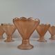 Set of 6 Art Deco Pink Rosaline Glass Dessert Bowls, Czechoslovakia, 1930s