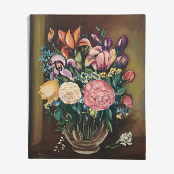Oil on canvas flower