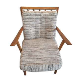 Fauteuil scandinave vintage 1950s en merisier