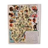 Old poster map of French Equatorial Africa (soil products and industry) - 1931