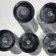 5 70's large bubble black smoked whiskey glasses