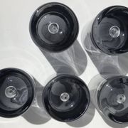 5 70's large bubble black smoked whiskey glasses