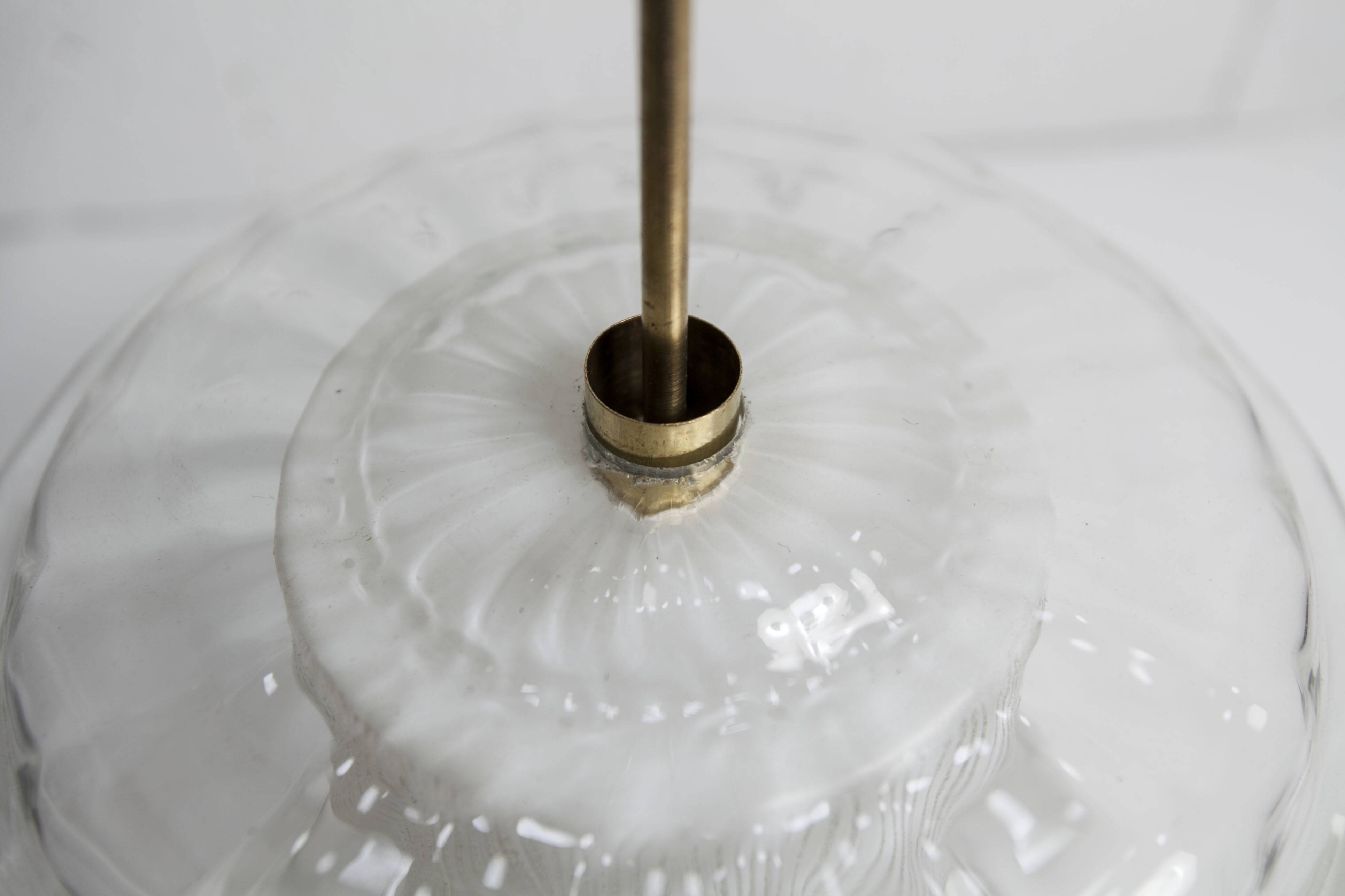 Chandelier 1930 double Opaline blown glass brass and copper