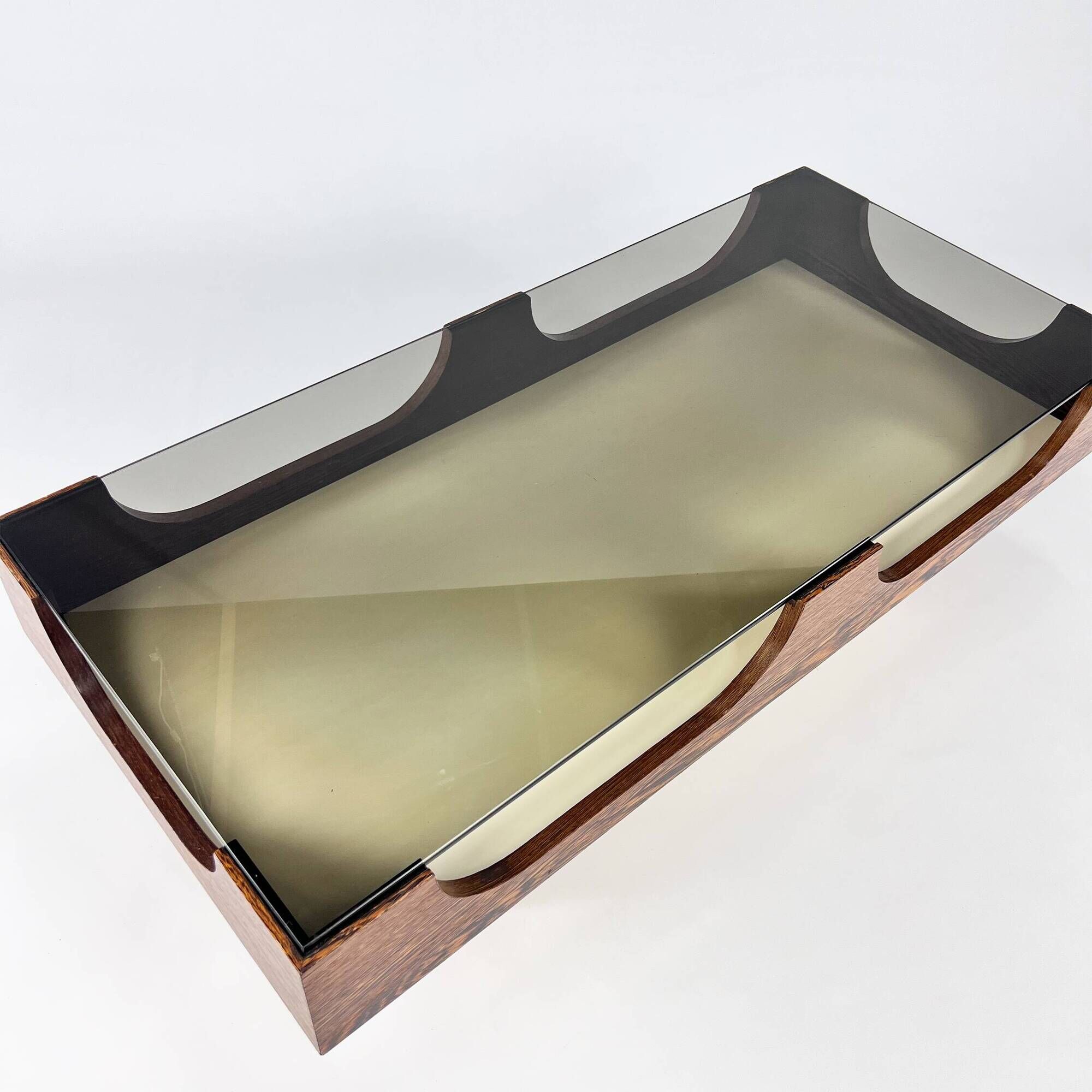 Vintage Space Age Coffee Table with Smoke Glass Table Top, 1960s