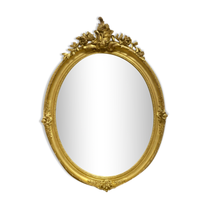 Miroir oval en bois doré 70x49cm