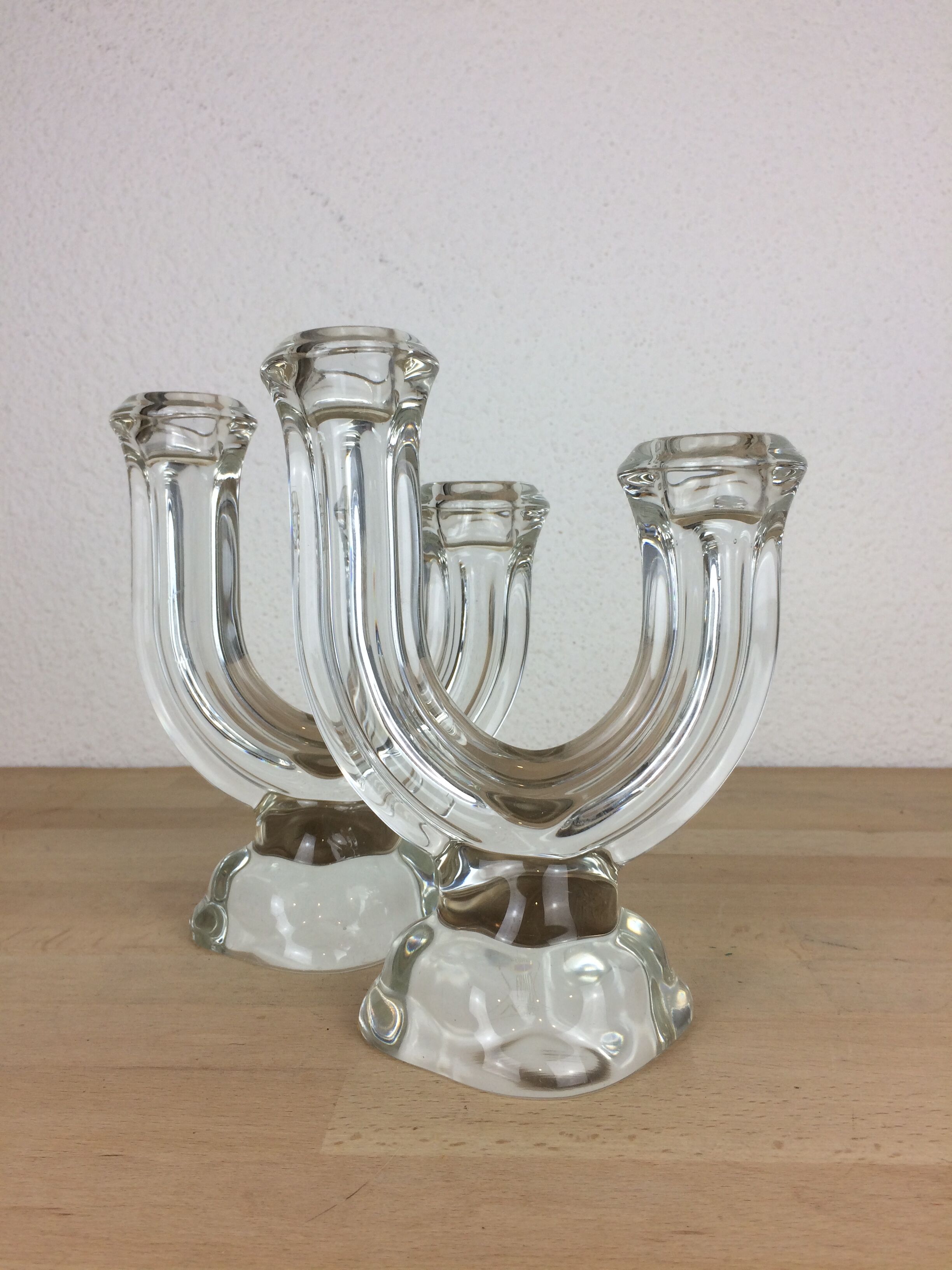 Pair of Vannes crystal candle holders