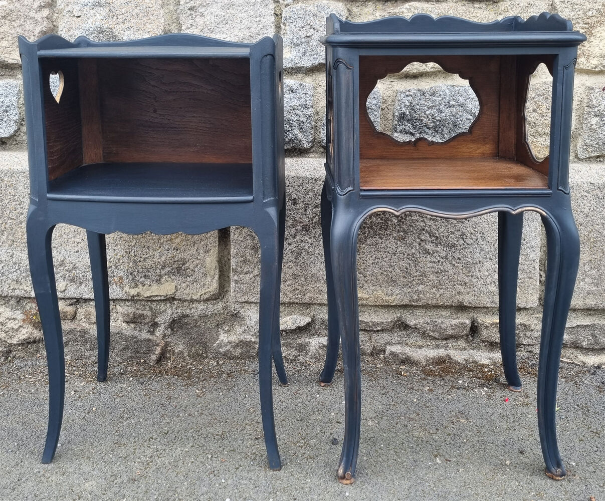 Pair of vintage bedside tables, 60s, Louis XV style, restyled
