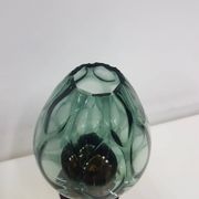 Candlestick, gold-tone brass, clear greenish glass, Austria, 1960s.